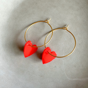 Earrings Hoops Lume Charms | Heart Red