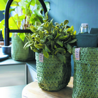 SIZO Knitted Paper Bag Olive mit wasserdichtem, biologisch abbaubarem Innenfutter