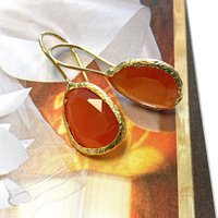 Earrings cateye stone orange