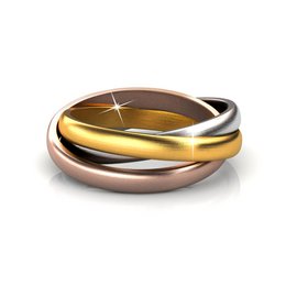 Bague 3 Realms Argenté, Doré, Or Rose et Cristal