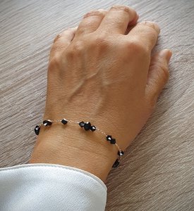 18K gold plated bracelet with black Austrian crystals