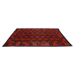 Handgefertigter Vintage Teppich in Rötelbraun