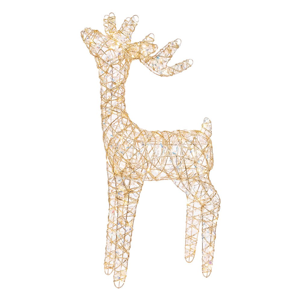 Kerstdecoratie met LED-verlichting Hert 53x18x85 cm / 3xAA Goudkleurig Metaal