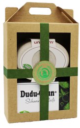 Gift set unicorn® soap box made of liquid wood, large, creamy white & Dudu-Osun® CLASSIC - 150g