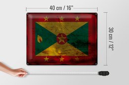 Blechschild Flagge Grenada 40x30cm Flag of Grenada Rost