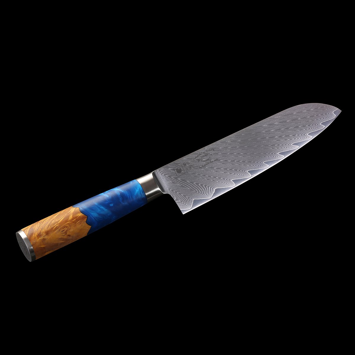 Nóż Katahiro Zen 7” Damascus Santoku, japońska stal