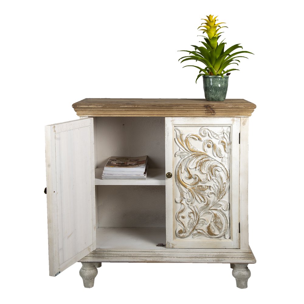 Dressoir Wit Bruin, Hout 91x38x100 cm