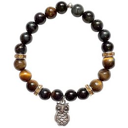 Armband Tijgeroog kralen met Uil