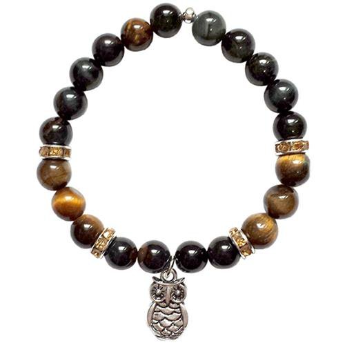 Armband Tijgeroog kralen met Uil