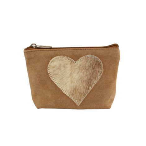make up bag heart brown 15cm