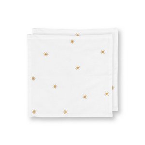 Set/2 Napkin Embroidery Stars Gold 40x40cm