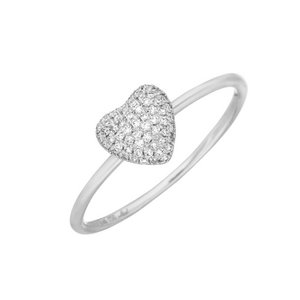 Ring heart full with diamonds, 18K white gold, size 46