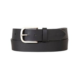 Damen Gürtel Schwarz 3,5cm » Ledergürtel mit Silber Schnalle » Echt Leder Damengürtel » schwarz matt