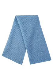 Blue knit scarf with a basic design, suitable for casual or formal wear.