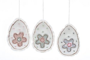 Textiel ei 7x9 cm set van 3 stuks