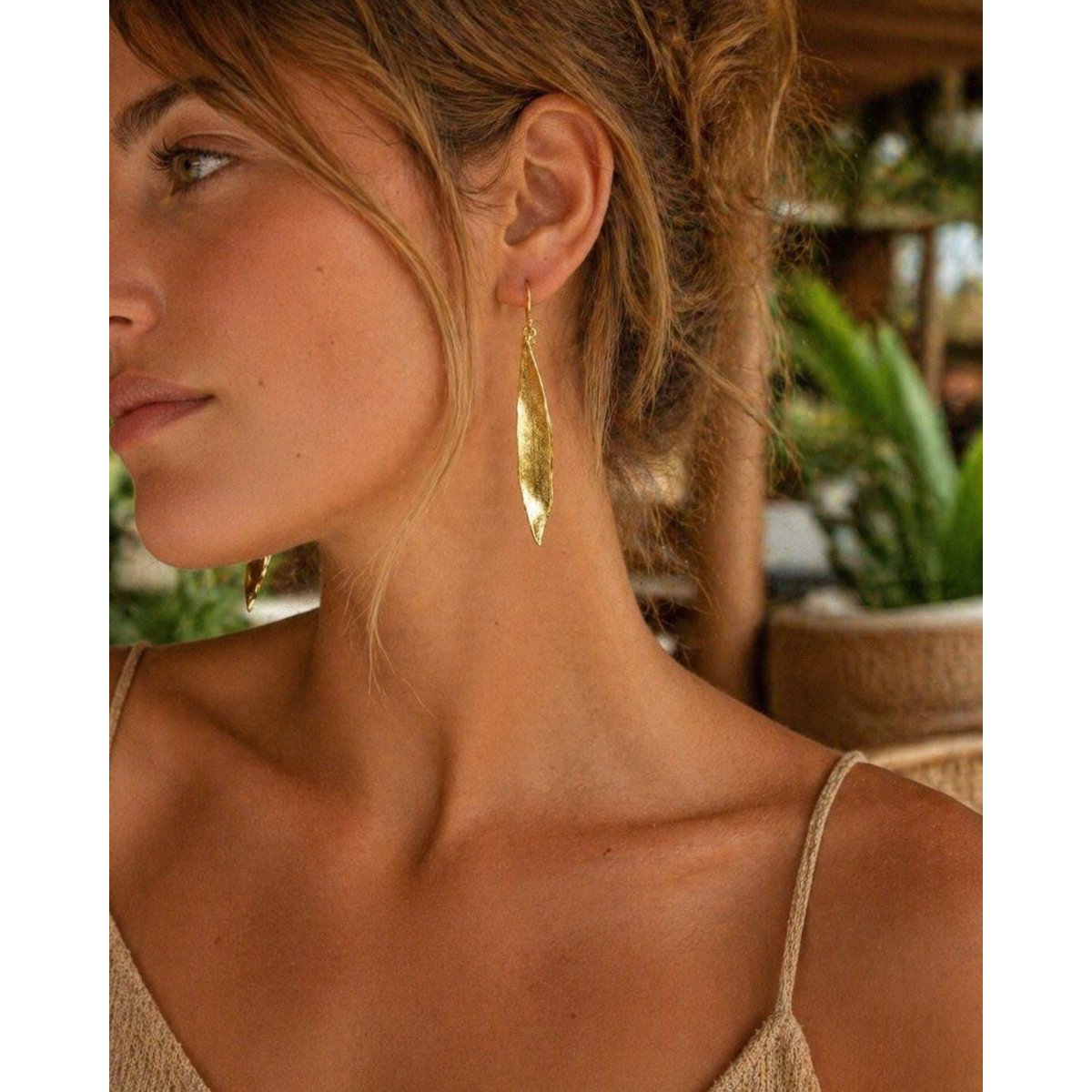 Gold Olive Leaf Earrings, 14K Gold Plated Jewelry, Dangle Earrings, Handmade Boho Jewelry Gift, Birthday Gift for Women, Nature Inspired
