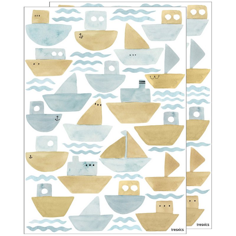 Akvarel både wallsticker
