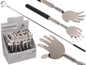 Extendable metal back scratcher with rubber
