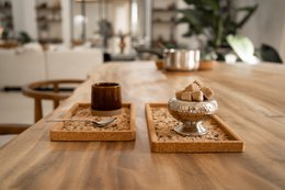  Cork serving tray, rectangular, natural wood texture, multiple colors available, modern minimalist design.