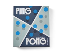 Portable table tennis set with blue and gray ping pong paddles and balls.