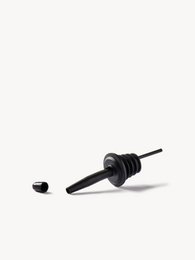 Black pourer spout for oil and vinegar bottles, functional kitchen accessory with stopper cap.