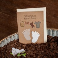 Grußkarte - Willkommen kleines Baby - Babyfüße