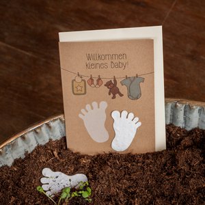 Grußkarte - Willkommen kleines Baby - Babyfüße