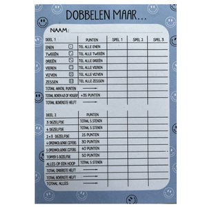 Dice block - Yahtzee - Blauw Smiley