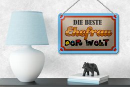 Tin sign saying 18x12cm the best wife in the world decoration