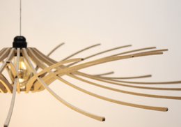 Lampada a sospensione di design in legno D97cm SUNNY - kit cavi nero