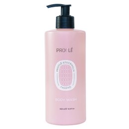 A pink-colored body wash with a pump dispenser. The product is labeled "PROCLE BODY WASH" and is categorized as a shower gel.