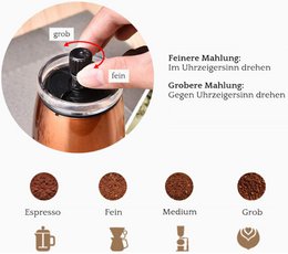 Manuelle Hand-Kaffeemühle mit Keramikmahlwerk und stufenloser Mahlgradeinstellung