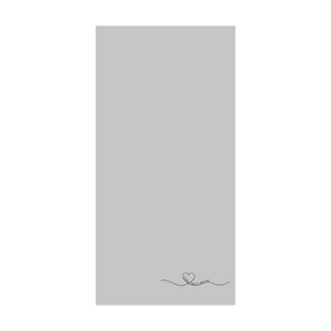 Handdoek 50 cm x 100 cm "Hart gebogen, leuk dat je bestaat" grijs