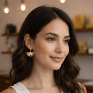 Gingko - Ohrringe mit Zirkonen