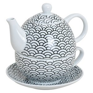 Theepot set Retro van porselein, 3-delig, 2-voudig assorti H / B / D 15/17/15 cm