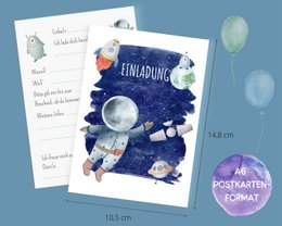 Set met uitnodigingskaarten voor astronauten om in te vullen, inclusief enveloppen voor verjaardagen van kinderen in de ruimte of verjaardagen van astronauten