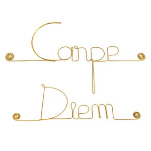 Wanddecoratie in Gouden Koperdraad "Carpe Diem" - om op te pinnen - Wandsieraden