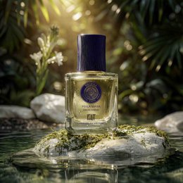  A luxurious, floral-scented eau de parfum from the La Perla Maya - Yucatán collection, featuring a glass bottle with a blue label and cap.