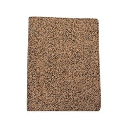  A brown notebook with a textured cover. The notebook has a spiral binding and the cover features a simple line drawing of a globe.
