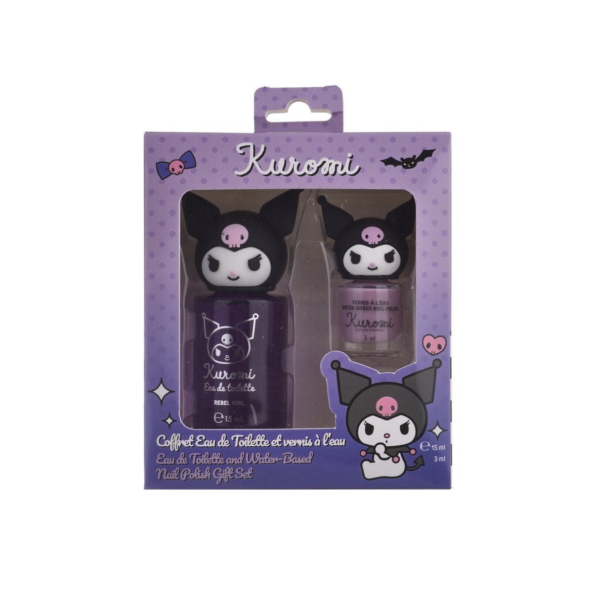 Coffret Vernis à Ongles à l'Eau 3ml & Eau de Toilette 15ml Kuromi x6