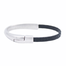 Bracciale in pelle AMACAYACÚ (argento) con chiusura magnetica