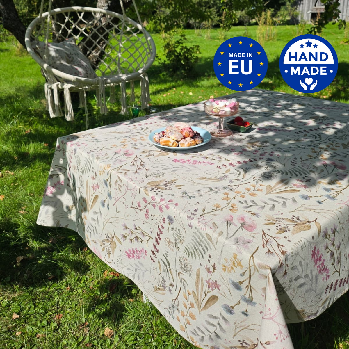 Rectangular Tablecloth, Linen-Cotton Mix, Printed | Aitana