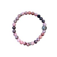 Damenarmband Zebra Jaspis 6 mm mit Ying Yang Kraal