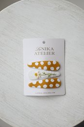 Haarspangen Gänseblümchen + gelbe Punkte