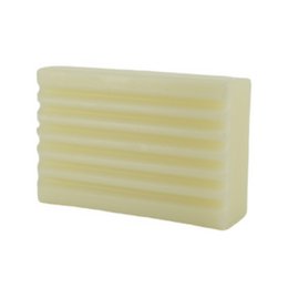 Dishwashing soap with bicarbonate, 120g. Rectangular yellow bar soap with a red label featuring a sun design.