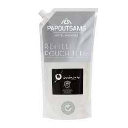  Papoutsanis Shampoo 1100ml Refill Pouch - A large 1100ml refill pouch for Papoutsanis shampoo, providing an eco-friendly and economical way to replenish your shampoo supply.