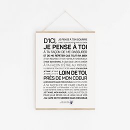 Printed wall art with French text, available in multiple sizes without a frame.