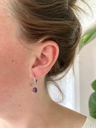 Natural Stone Earrings Stainless Steel gold/silver 'Amethyst'