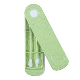 Reusable ear and makeup cotton swabs in a set of 2, made of green plastic material.
