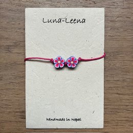 Luna-Leena Kinderarmband Blume lila – handgefertigt in Nepal